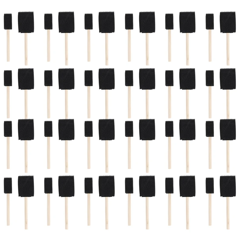 Pędzle piankowe, zawiera 50 pędzli gąbkowych, pędzle 25 x 1 cal i pędzle 25 x 2 cale, artykuły artystyczne do malowania