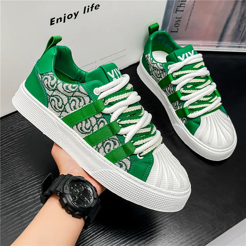 

2024 New Design Dissolved Men's Boots Stripes Melted Sole Men's Sports Shoes Personalized Lace up Loose Casual Flat Shoes 39-44