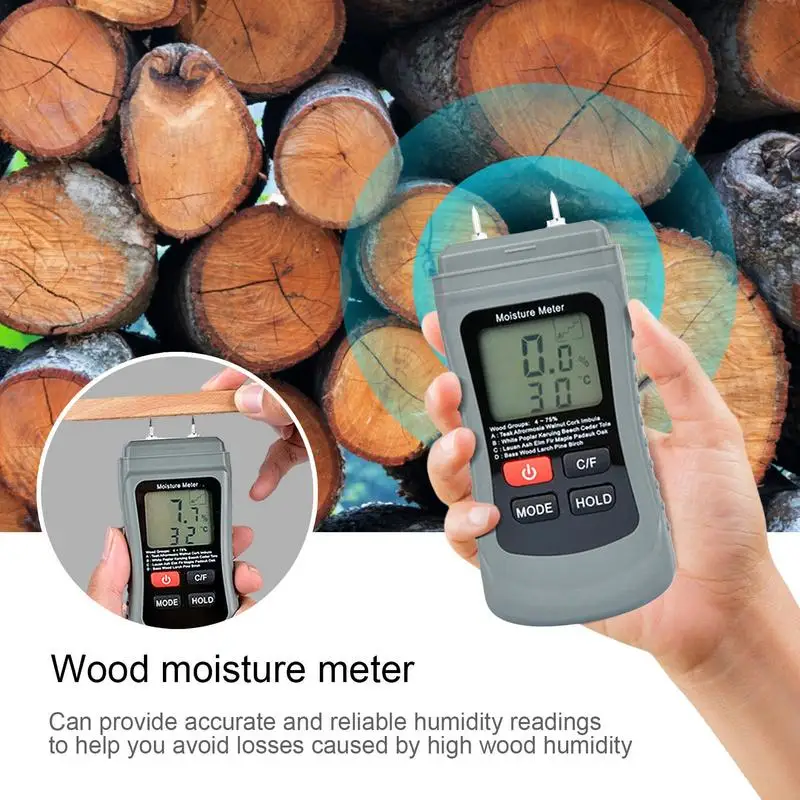 Firewood Moisture Meter Precise Digital Humidity Meter Digital Moisture Meter Portable Temperature Humidity Monitor Moisture