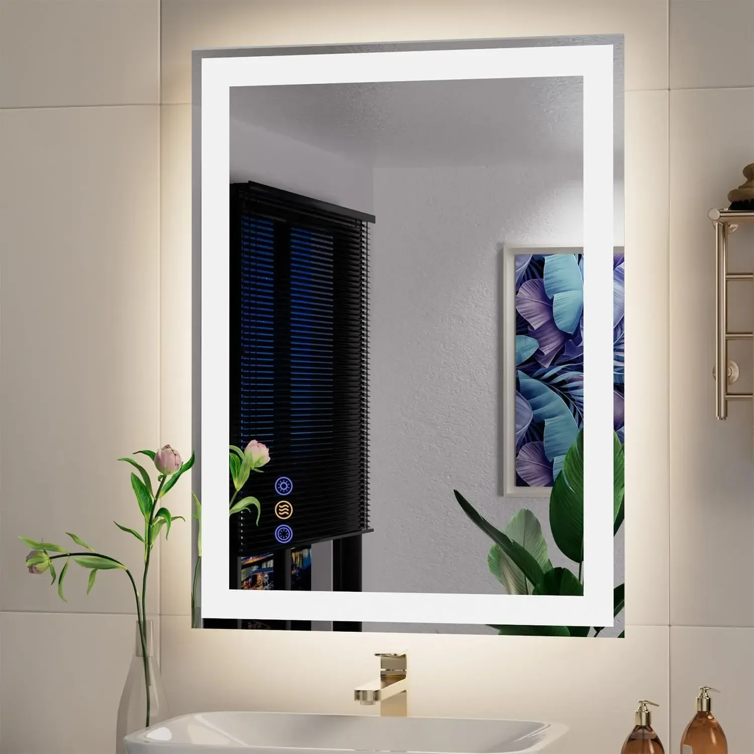 

Зеркало LED 24x32 дюйма для ванной комнаты, с двусторонней подсветкой (передняя и задняя), с раздельным управлением, настенное, с подсветкой