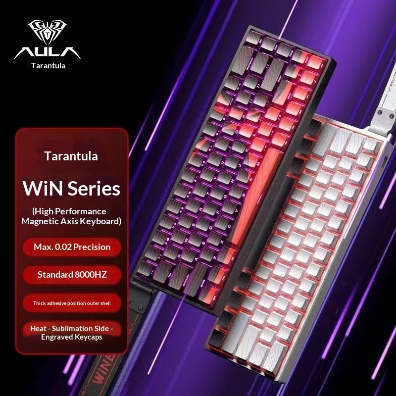AULA Magnetic Switch Mechanical Keyboard Win60 Win68HE Custom 8000HZ RGB Backlit Side Printed Keycap For Fps Valorant Gaming