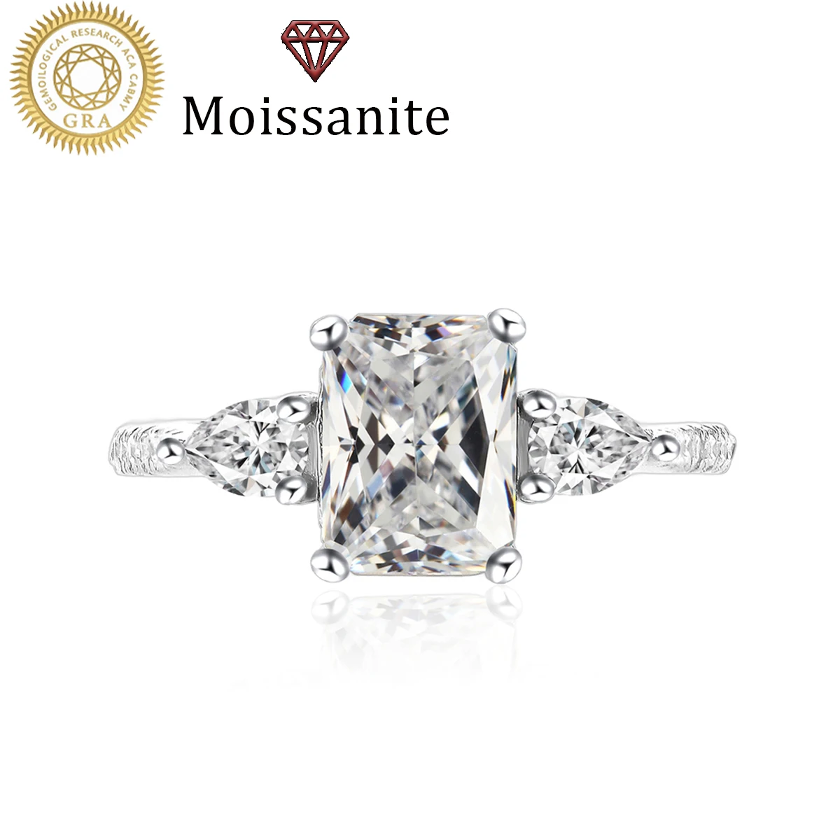 

1 Piece Women's Wedding Ring, Rectangular Pear-Shaped Ring for Women, 2.2g S925 Sterling Silver, 2 Carat Moissanite, Gorgeous Bohemian Court Style, Luxurious, Engagement, Proposal, Wedding Anniversary, Valentine's Day Gift, Comes with Moissanite Certifica