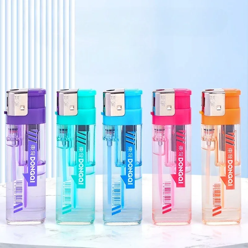 New Windproof Cool Transparent Torch Lighter Grinding Wheel Inflatable Butane Cigar Lighter Supermarket Mall Wholesale 25pcs
