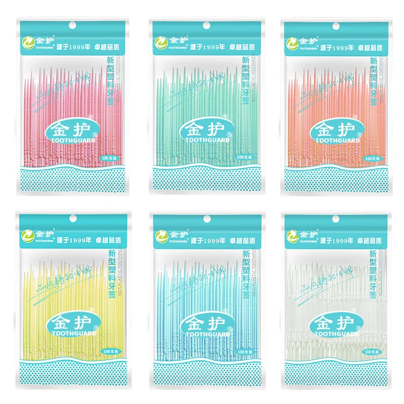 100 Stks/doos Dubbele Head Dental Floss Interdentale Tandenstoker Borstel Borstel Tanden Stick Dental Oral Care Tandenstokers Floss Pick