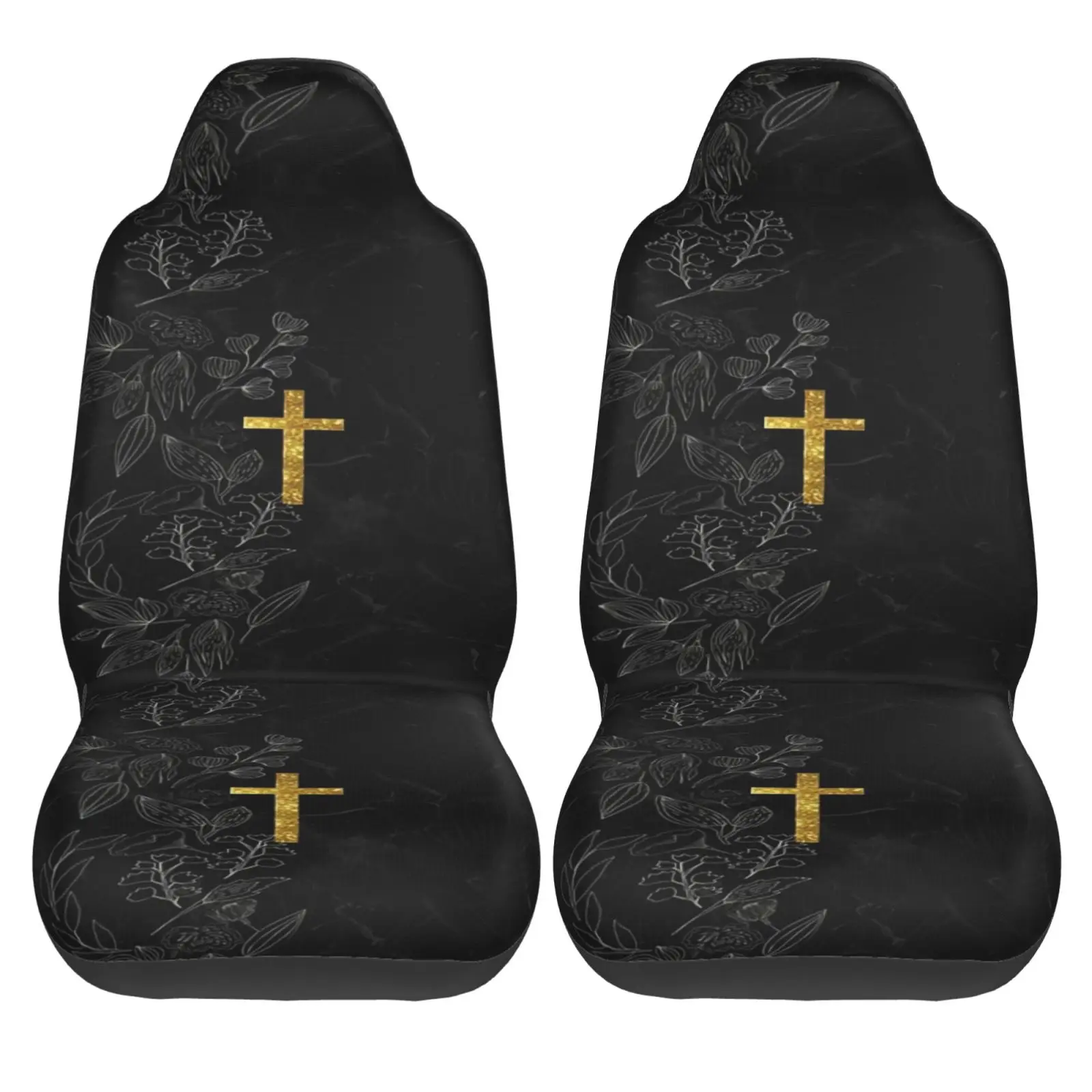 Jesus Cross Print Universal Seat Cover Seat Cushion Four Seasons Car Accessories Interior for Men Car Cushion Seat Covers 2pc