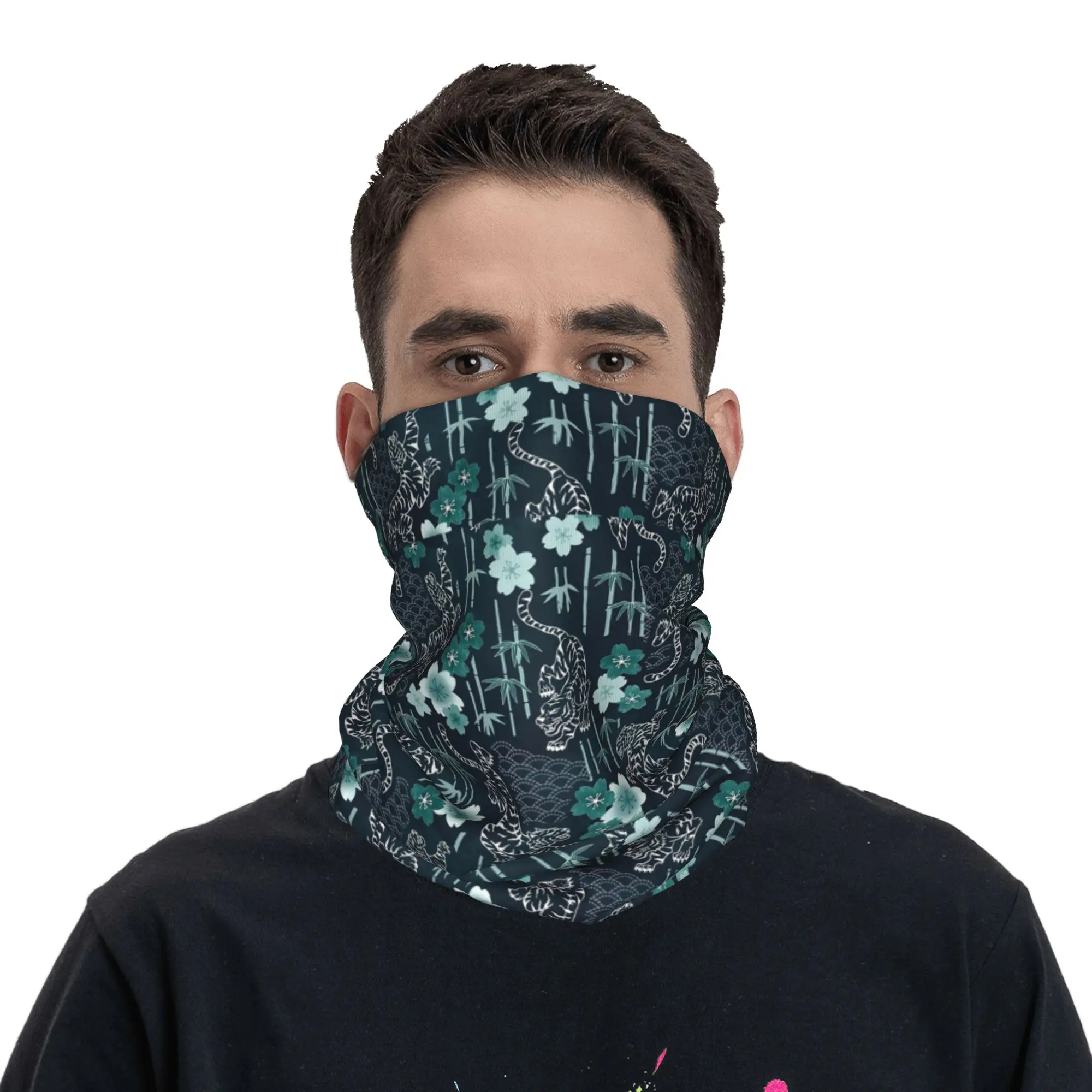 

Chinese tigers green Bandana Neck Cover Printed Wrap Mask Scarf Headwear Outdoor Sports Unisex Adult Winter