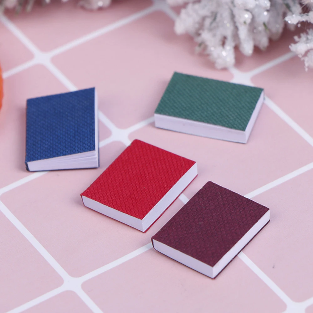 ชุดหนังสือจิ๋ว 4 ชิ้น/ชุด ขนาด 1/12 สำหรับตกแต่งบ้านตุ๊กตา เฟอร์นิเจอร์บ้านตุ๊กตา หนังสือจิ๋วสำหรับตุ๊กตา สามารถเปิดได้