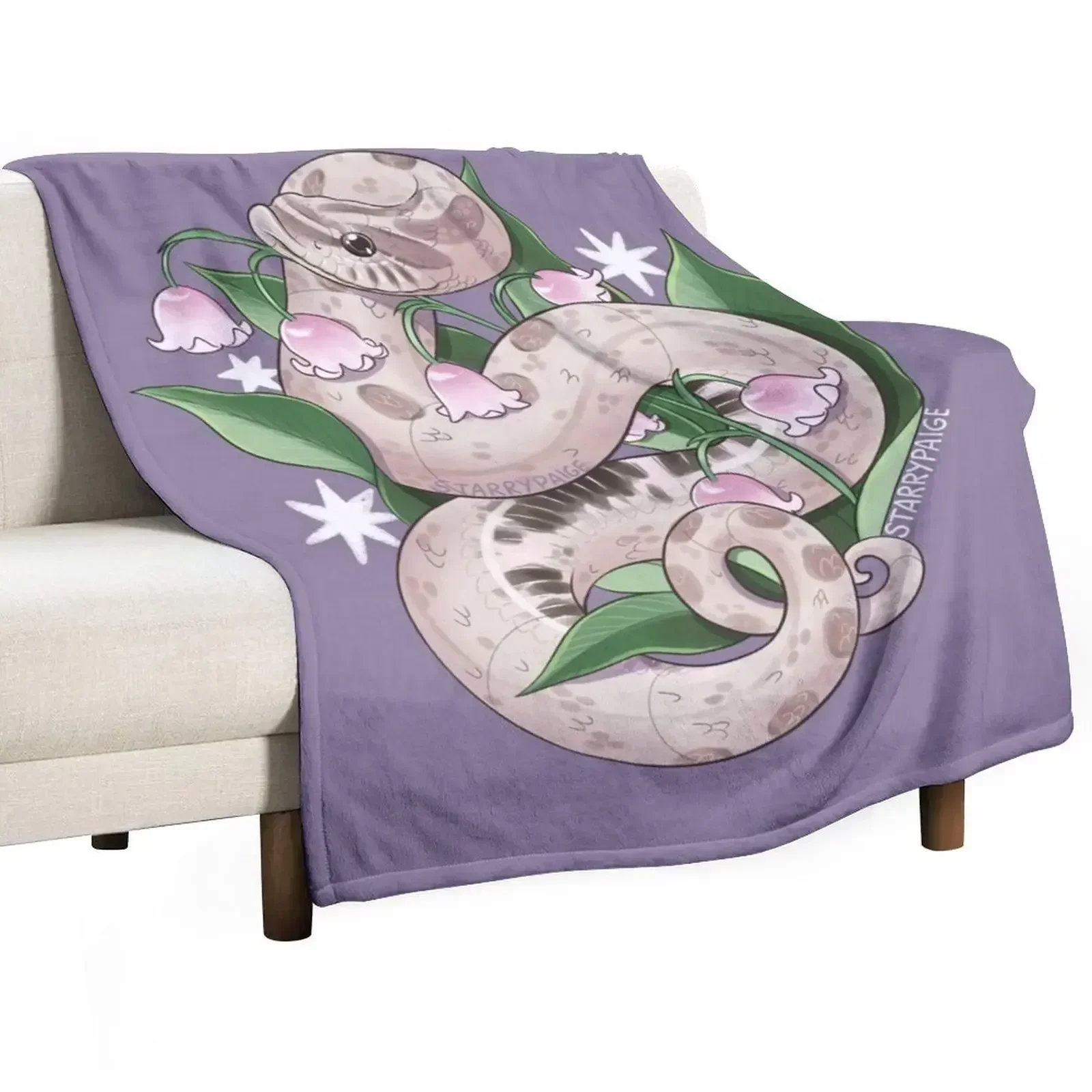 Lavender Hognose Snake with Lily of the Valley Throw Blanket Vintage Giant Sofa Thin Extra Large Throw Blankets