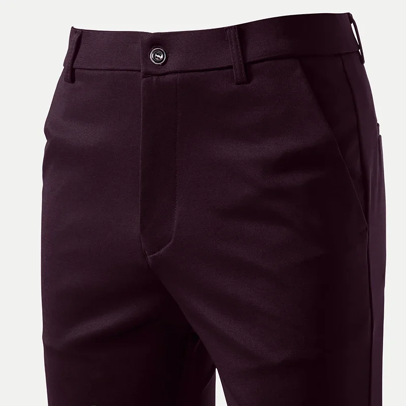 

LIBIELIY Men's Elastic Slim Fit Khaki Trousers Casual Pants Classic Fashion Suit Sports Pants Spring Summer