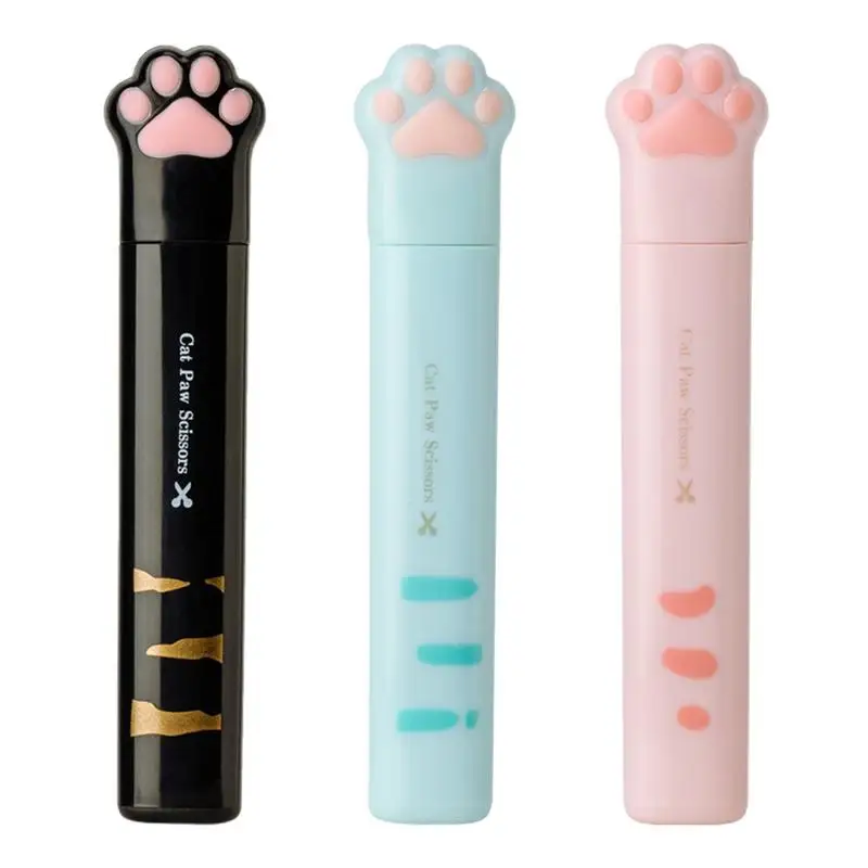 Cute Multifunctional Stainless Steel Hand Scissors Mini Portable Kawaii Cat Paw Art Scissors School Stationery Novelty