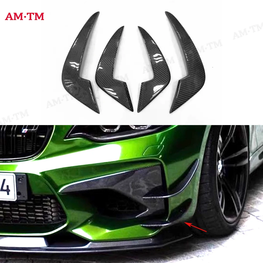 

For BMW M2 F87 2014-2021 Carbon Fiber Car Front Bumper Wind knife Splitter Spoiler Canard Air Knife Surround Trim Body Kit