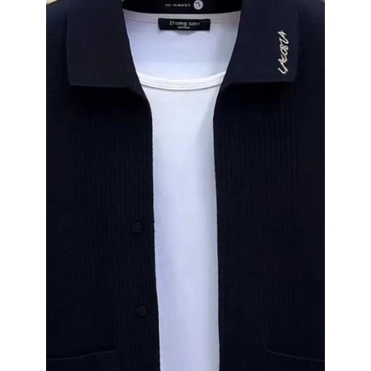 سترة محبوكة للرجال Jaet Busin كاجوال بسيطة من ألياف البوليستر طويلة Sve بطول منتظم ملابس ربيع الخريف