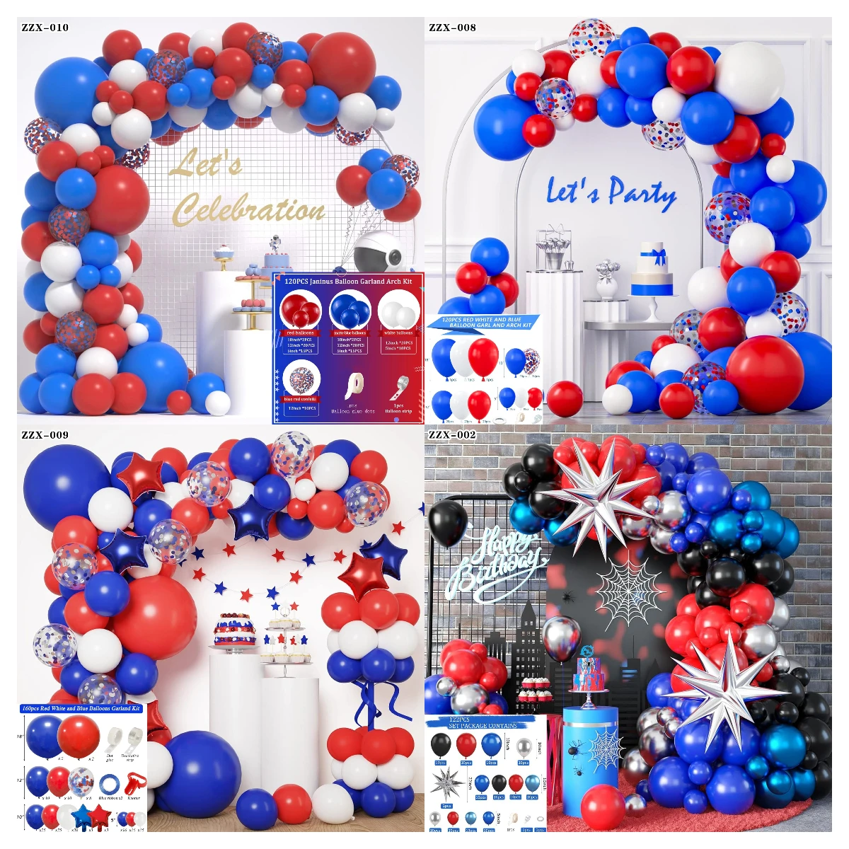 Rot-blaues Farbblock-Latex-Ballon-Set – Party-Ballons mit lebendigem Kontrast, ideal für Geburtstag, Hochzeit, Sportveranstaltung, Dekoration
