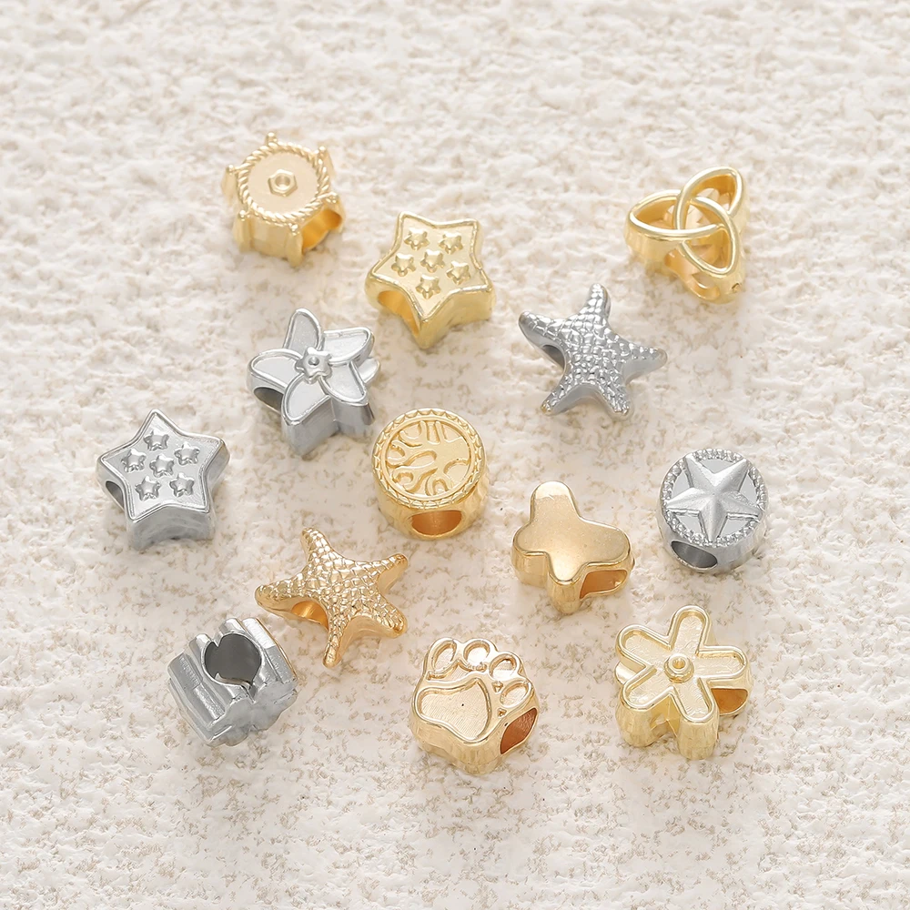 10pc/lot Heart Shape CCB Bead Gold Plated Loose Beads Spacer For Jewelry Making Accessories DIY Necklace Bracelet Charms