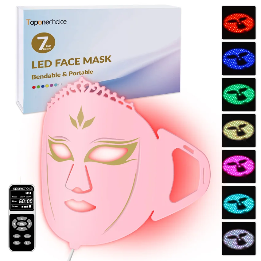 Silicone Face Mask 7 Colors 360pcs LEDs Facial Mask Red Light Photon Therapy for Anti Wrinkle Firming Skin Brightening Acne