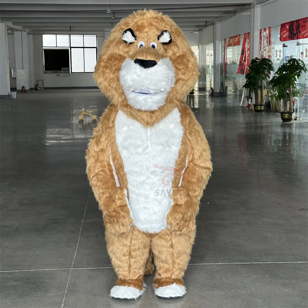 2m Furry Inflatable Lion Alex Mascot Costume Adults Animal Theme Blow Up Fancy Dress Halloween Chrismtmas Party Accessories
