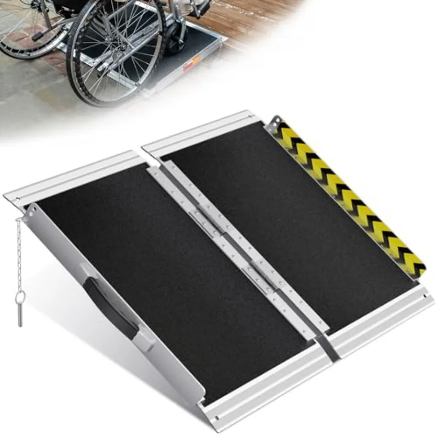

Portable 2FT Non-Slip Aluminum Wheelchair Ramp for Home Steps Lightweight Handicap Access Ramp with Anti-Slip Surface Ideal for