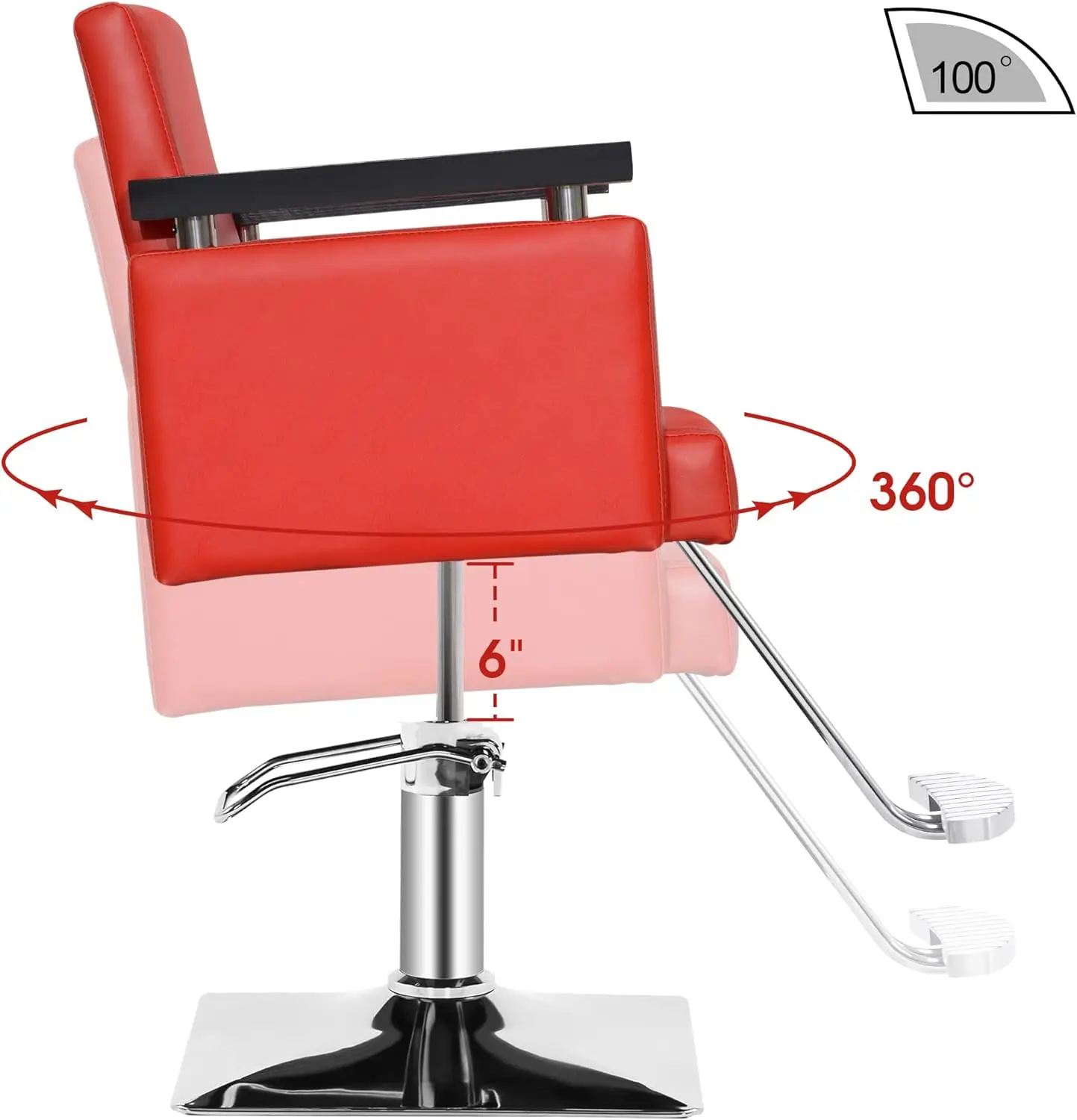 BarberPub-silla giratoria clásica hidráulica para peluquería, equipo de salón de belleza, Spa, champú, color rojo, 8803