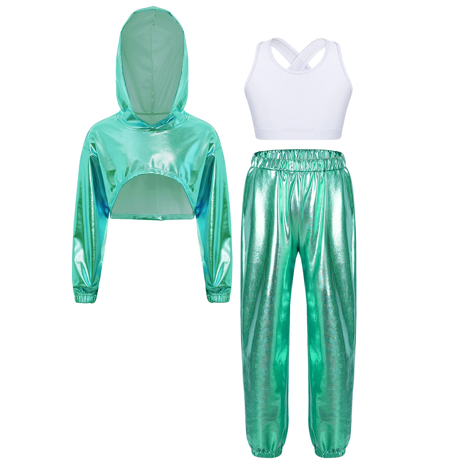 Hip Hop Girls Fashion Clothing Jazz Dance Costumes Hoodie Vest Pants Sets Kids Sports Set Modern Dance Performance Street Wear