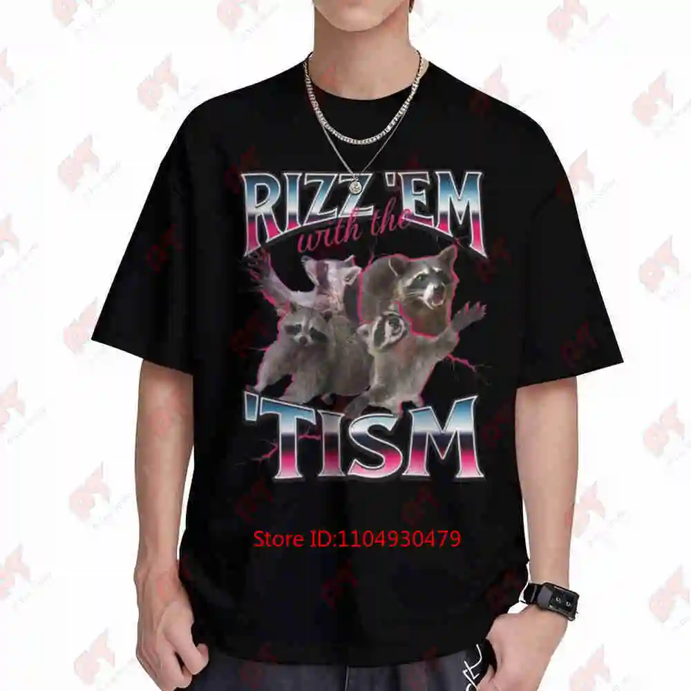 Autism Raccoon Rizz Em With The Tism Short Sleeve Tee 100% Cotton T-Shirt