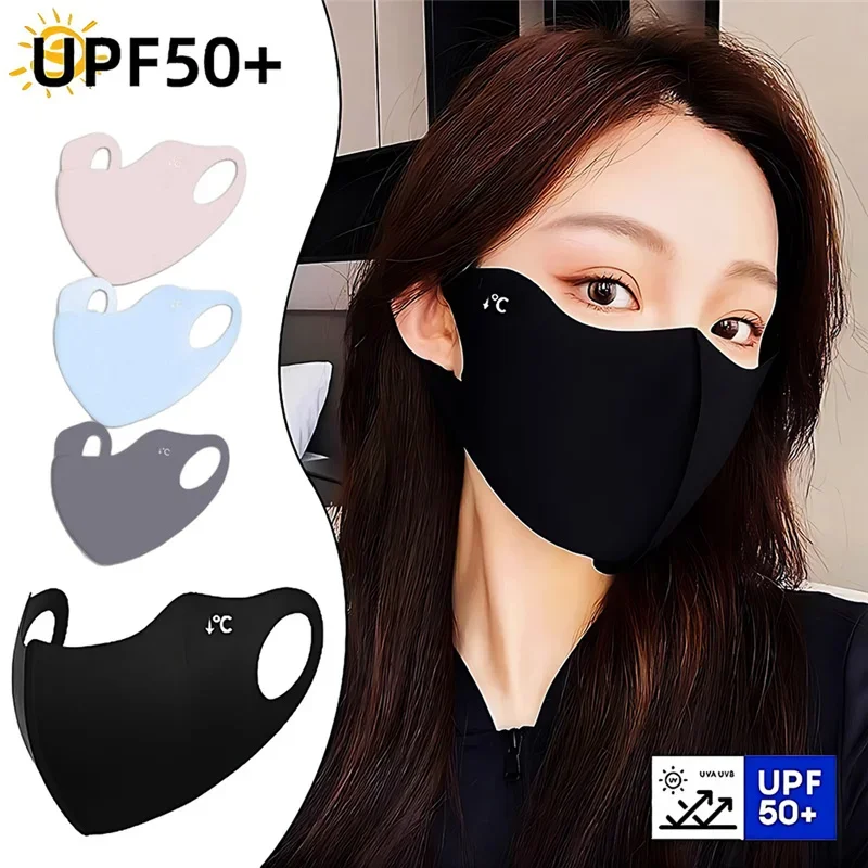 1 قطعة قناع الوجه الواقي من الشمس الصيفي تنفس النساء UV حماية العصرية قناع رقيقة الحرير الجليد واقية من الشمس المضادة للأشعة فوق البنفسجية غطاء الوجه المألوف #1