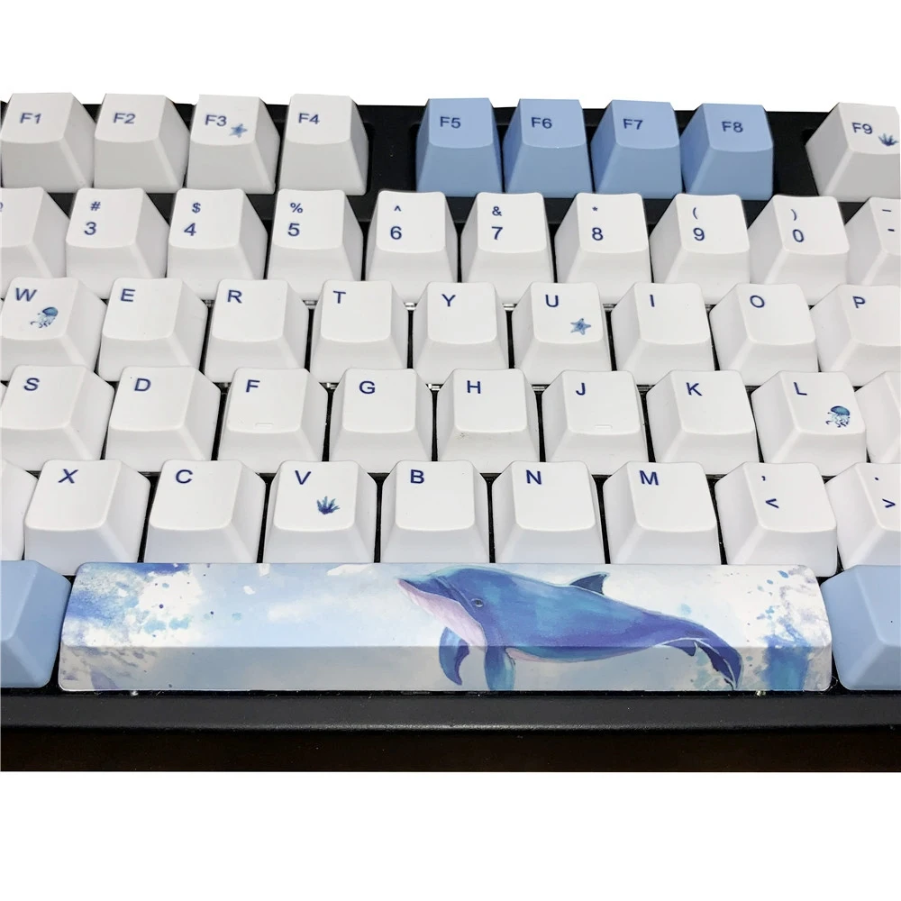 Blue Whale-teclas de sublimación PBT, 104 teclas, Universal Teclado mecánico, Compatible con Black Jazz AKKO, Etc.