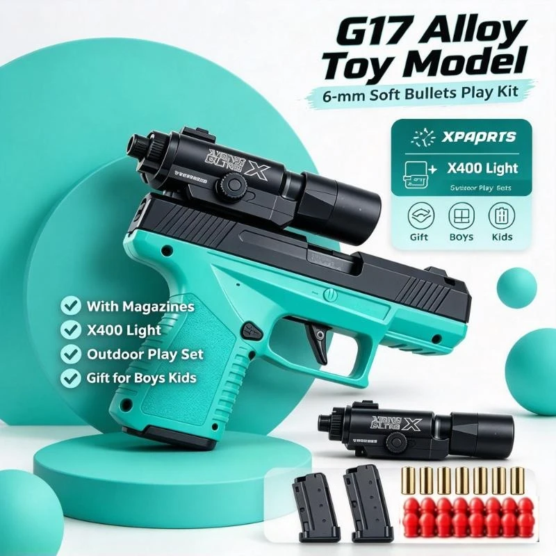 Mini GX4 Pocket Toy,Macaron Shell Eject Blowback Model w/ X300 IR Sight,Full Set Magazines Soft Bullets Shells,Kids Adults Gift