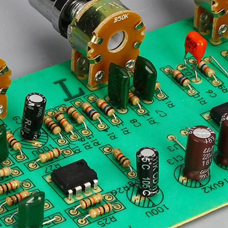 2X 2.0 HIFI AN4558 Audio Preamplifier Bass Midrange Treble Balance Adjustable Audio Preamp Finished Board