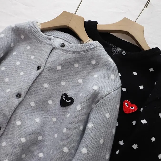 

Японский круглый вязаный открытый кардиган в горошек в стиле ретро, женский осенне-зимний свободный универсальный верхний свитер...