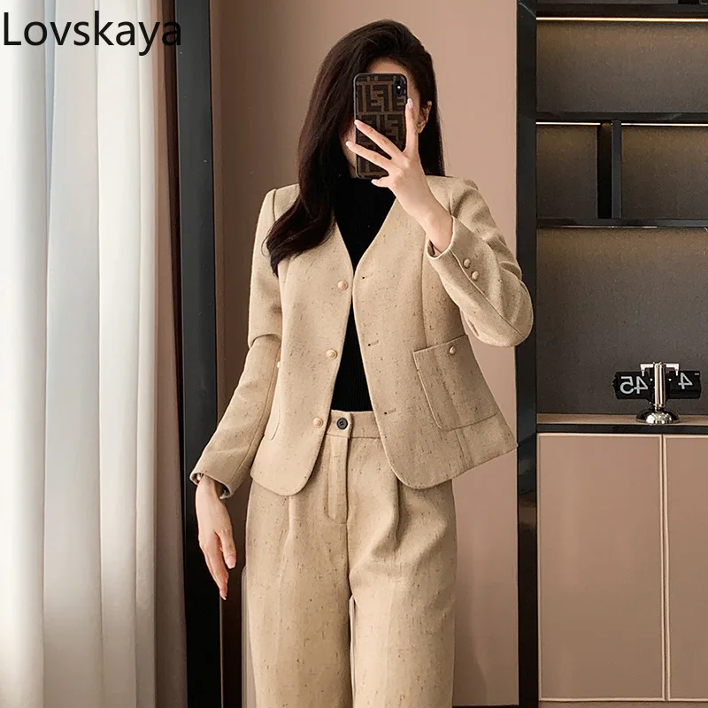 Temperament small stature professional suit set short style style jacket women spring autumn new fashionable high-end feeling