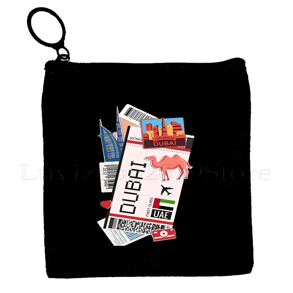 New York Parijs Londen Dubai Moskou Cairo Berlijn Tokyo Seoul Vliegtuig Ticket Instapkaart Canvas Portemonnee Sleuteletui Tas Etui