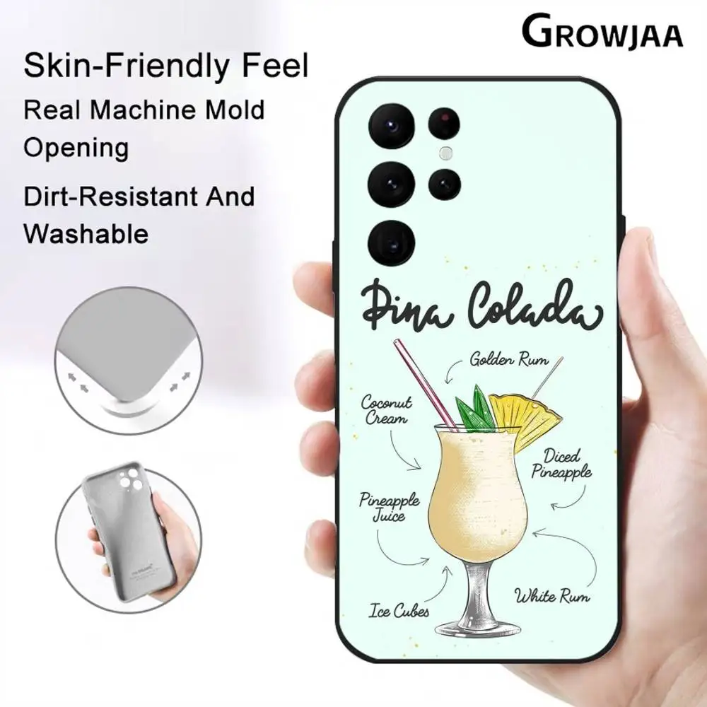 Pina Colada Cocktail telefoonhoesje voor Samsung Galaxy S25 S24 S22 S23 Ultra S21 S20 Plus 5G