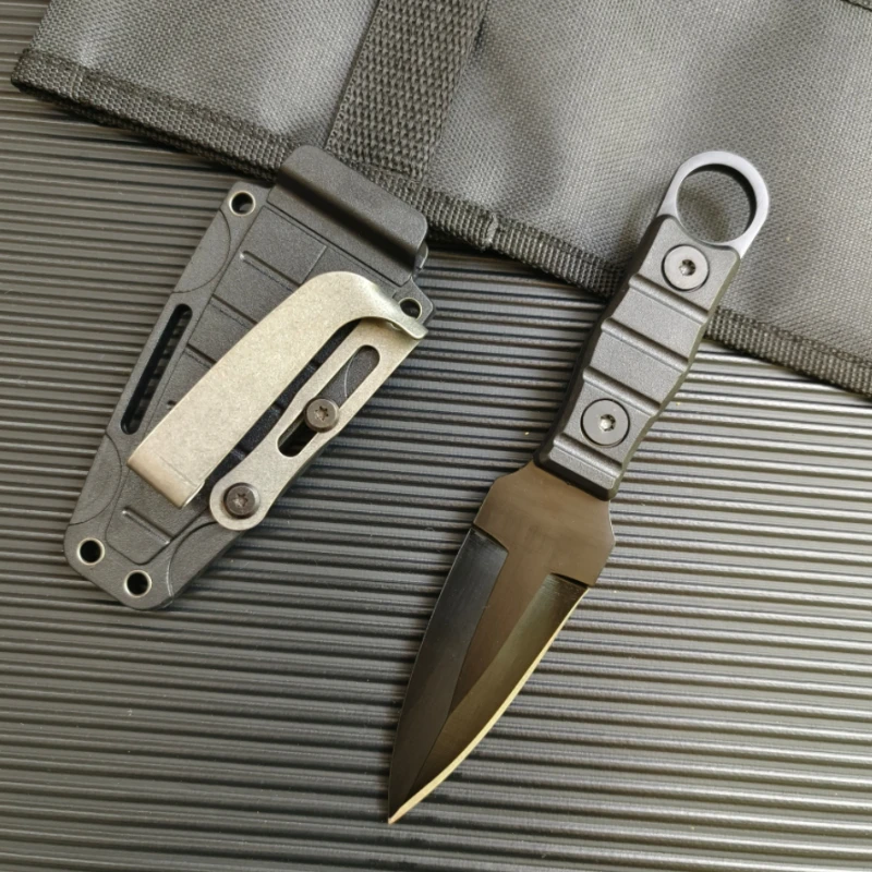 2024 new outdoor camping small straight knife self-defense survival portable edc knife with K sheath multi-purpose fixed knife