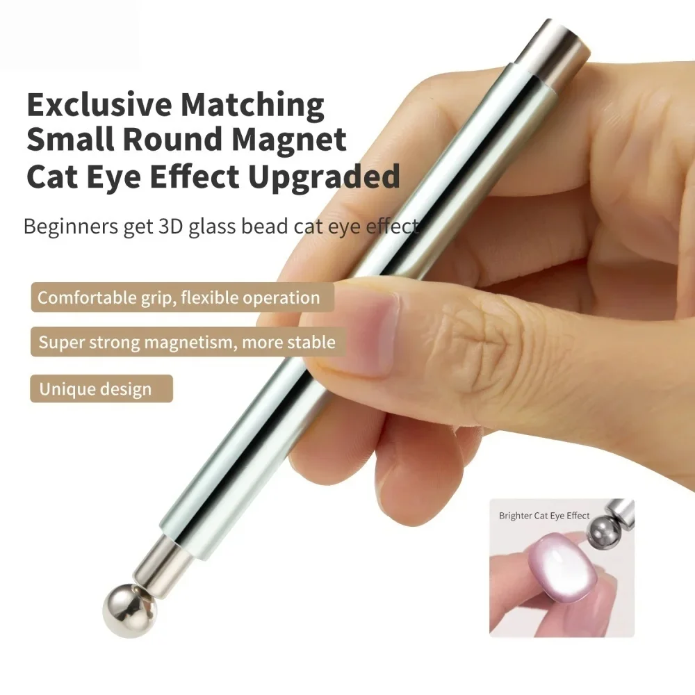 1/2Pcs 3D Cat Eye Nail Magnetic Tool Set Double Head Strong Magnet Pen with Magnetic Ball for Cat Eye Gel Polish Nail Art Tools