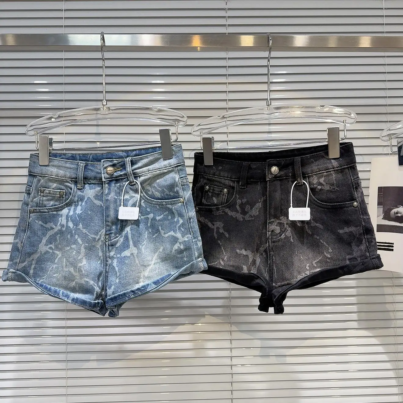 

Лето 2023, уличные джинсы с капюшоном и волнистым узором, повседневные широкие джинсы с рюшами и талией