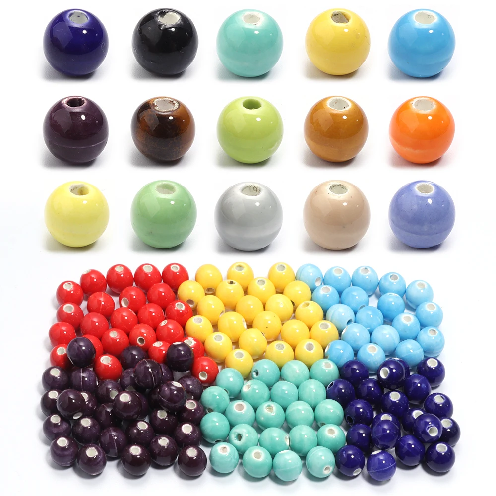 20Pcs/Lot 10mm Round Ceramic Beads Colorful Porcelain Spacer Loose Charm Beads For DIY Crafts Ornament Making Clothing Accesso