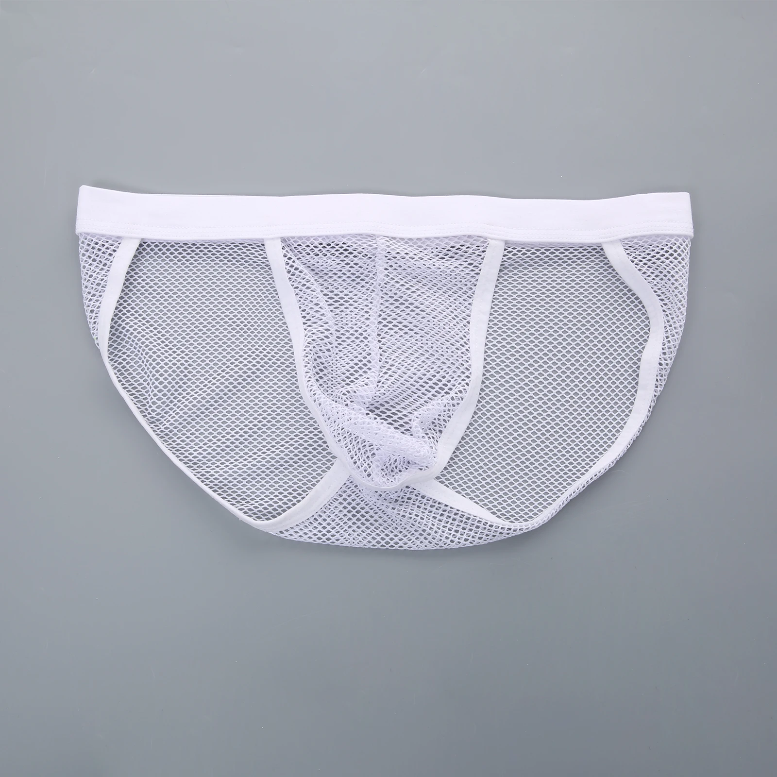 Men's High-cut Mesh Panties Fitness Sports Breathable Briefs Bulge Pouch Fishnet Underwear Sexy Man Underpants Sportswear