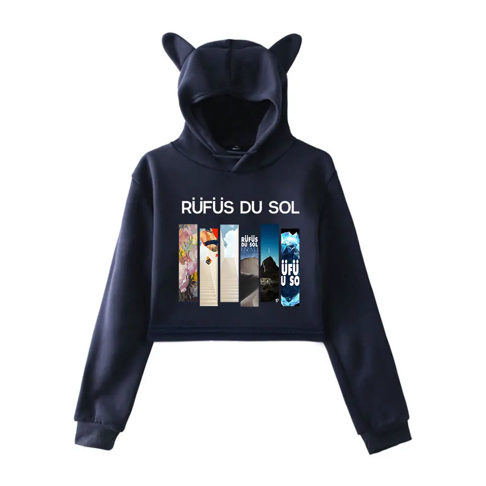 Rufus du Sol Merch เสื้อสเวตเตอร์มีฮู้ดอินเทรนด์สําหรับเด็กผู้หญิงเสื้อสวมหัวหูแมวสวมใส่ทุกวัน