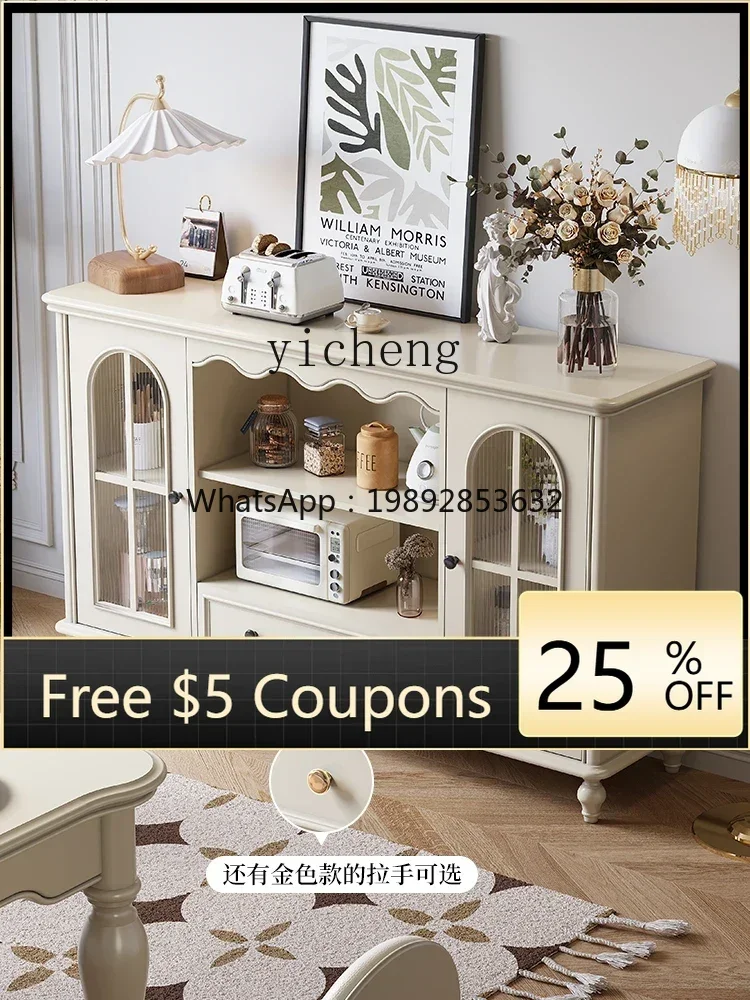 

solid wood dining side locker kitchen locker white cream wind storage tea cabinet room decoration living room decoration