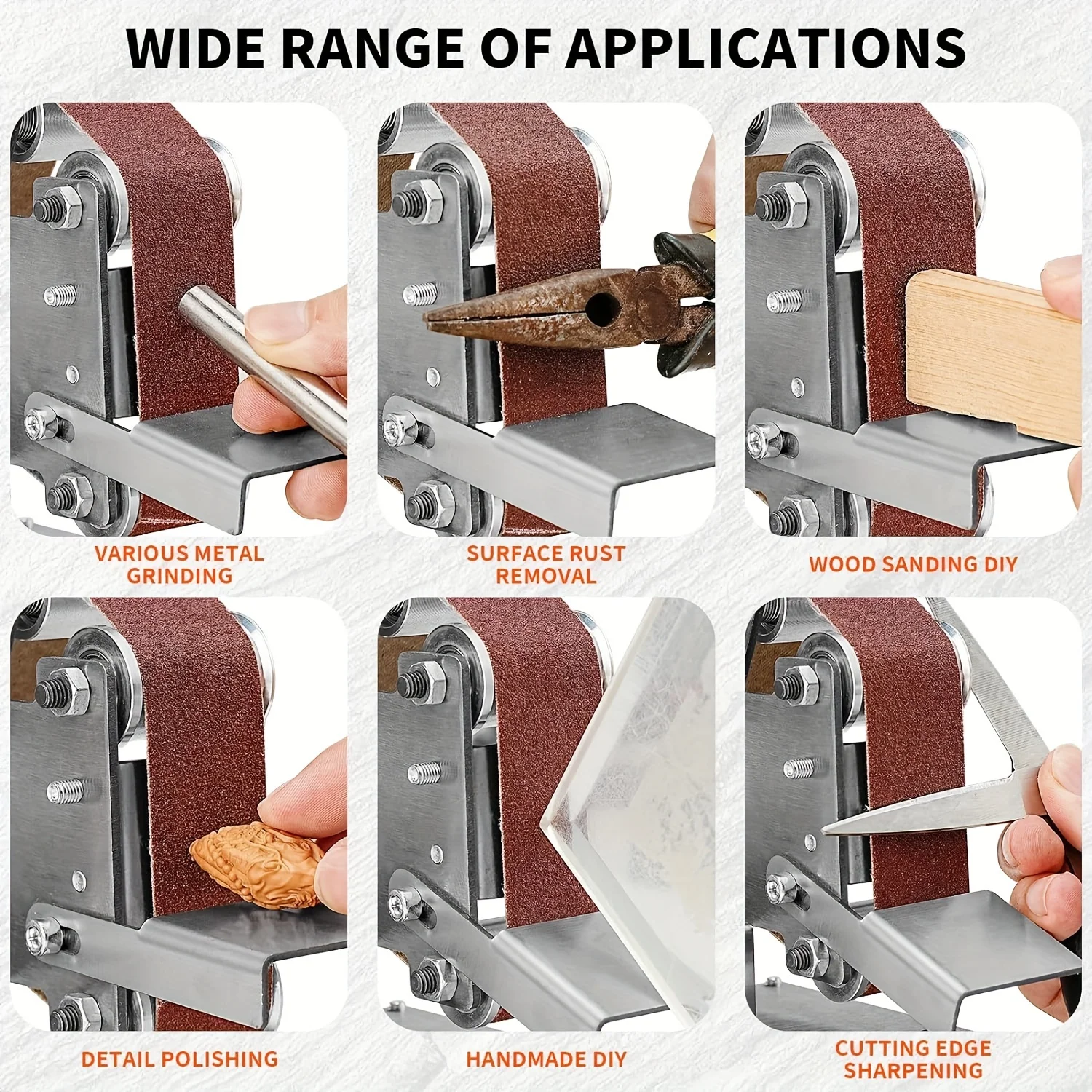 107 штук мини-ленточного шлифовального станка 3-в-1, подходящего для поделок из металла и дерева своими руками, инструментов и ножей (с комплектом)