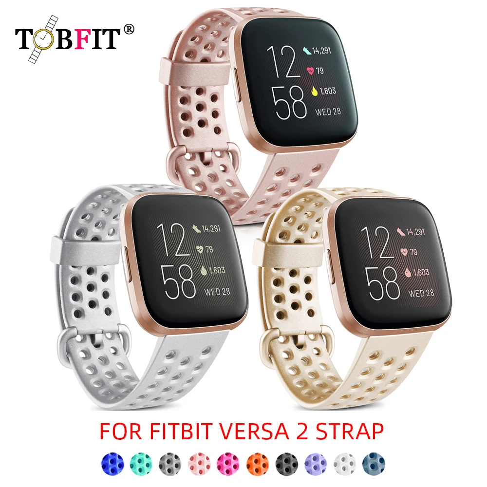 Silicone Strap For Fitbit Versa 1/Versa 2/Versa Lite Band Hole Type Sport Bracelet Watchband Wristband For Fitbit Versa SE Strap