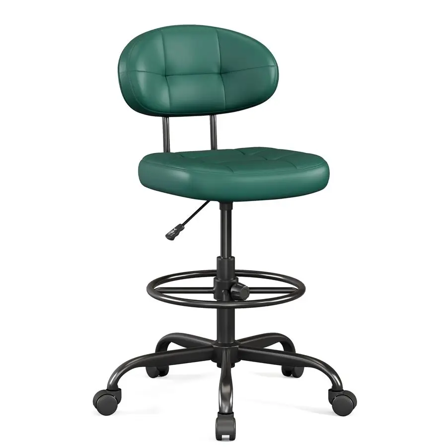 

Drafting Chair, Armless Tall Office Chair with Footrest Ring for Standing Desk, Small Faux Leather Executive Computer Chairs