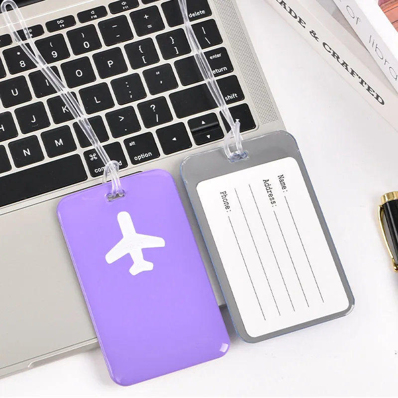 

Women Men Elegant Macaron Color Luggage Tags PVC Airplane ID Tag Baggage Travel Name Tag for Suitcase Anti-Lost Accessories