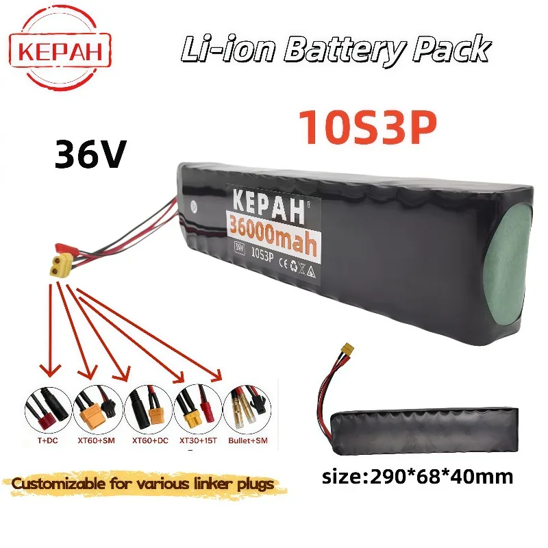 36Ah 36000mAh 36V 10S3P 18650 Li-ion Battery 1000W 42V Rechargeable Power Battery Pack for M365 Electric Scooter
