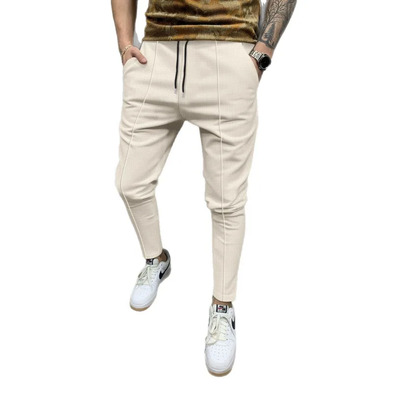 

2025 Four-season Men's New Style Solid Color Tether Trousers Loose Casual and Fashionable Versatile Sports Straight Pants