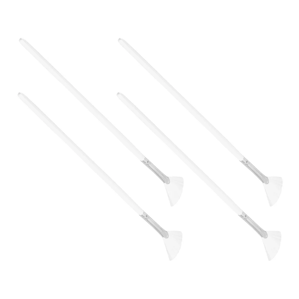 4 قطع من فرش مروحة الوجه الناعمة ذات المقبض الطويل من النايلون لكريم الطين حتى أدوات تسليط الضوء على المكياج