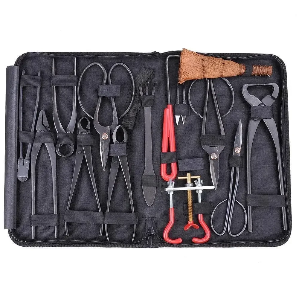 High Quality Gardening Bonsai Tool Set Multi-function Bonsai Kit 14 Piece Set Carbon Steel Cutting Kit and Tool Kit / Rolling