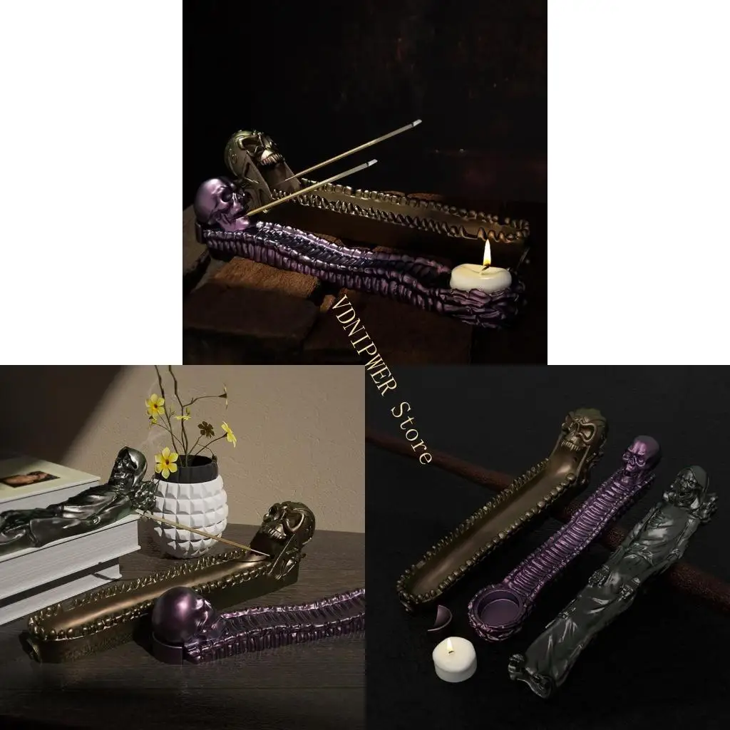 

Incense Holder Resin Mold Tealight Holder Molds Incense-Burner Silicone Mold Skull Desktop Ornaments Mold D08E