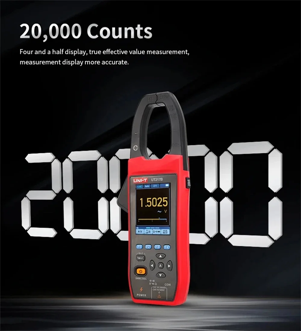 UNI-T راسم الذبذبات المشبك متر UT217A UT217B مع بلوتوث الجهد الحالي الموجي السعة تردد راسم الذبذبات المتعدد