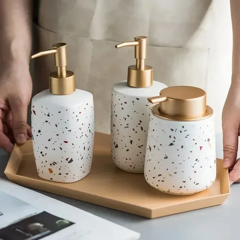 400ml Nordic Ceramic Bathroom Hand Sanitizer Dispenser Bottle Dispenser Soap Bathroom Accessories Shampoo Travel Container